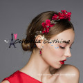 Alta qualidade Handmade Red Sok Flower Beaded Headband / Acessórios para cabelo de casamento